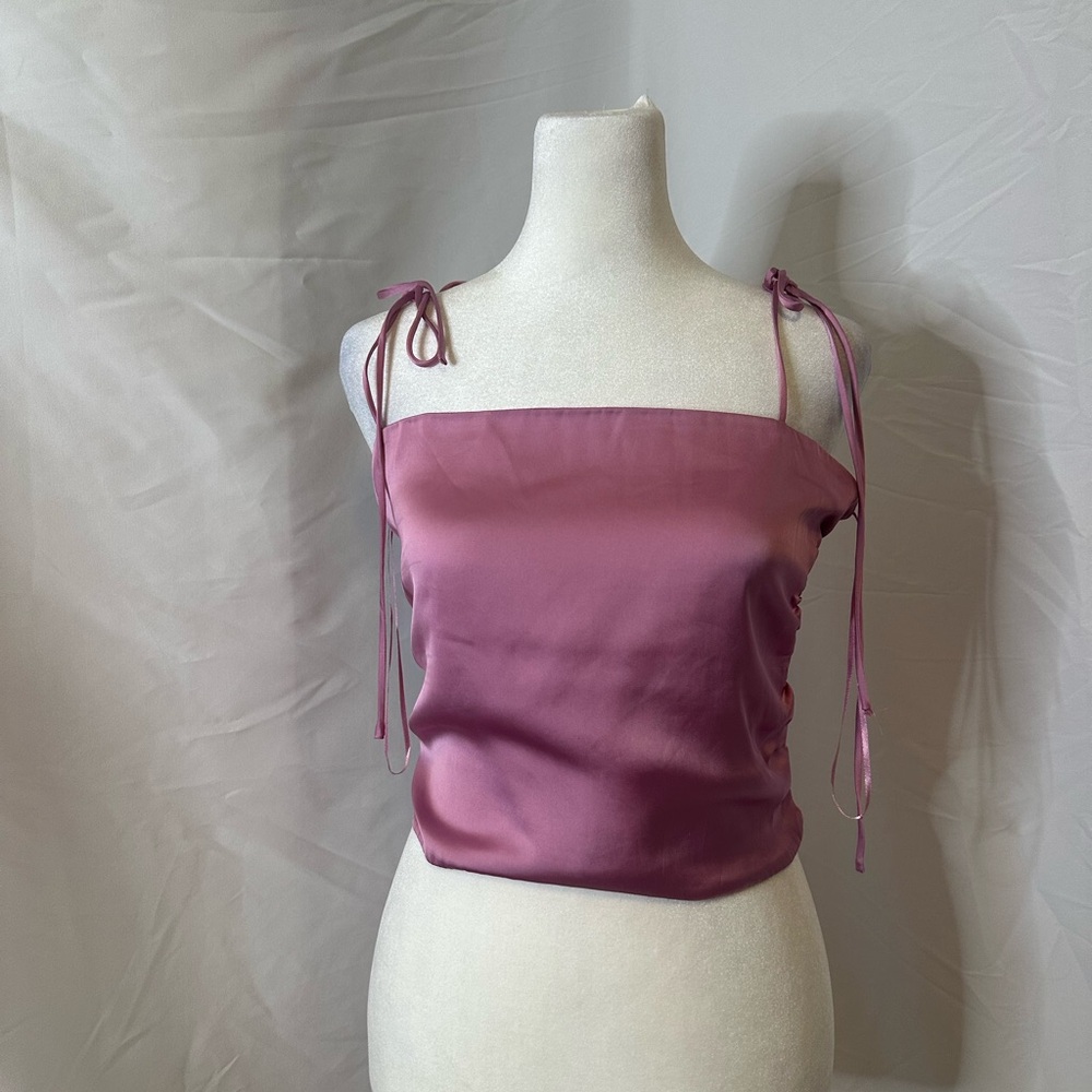 Urban Outfitters Satin Pink Tie-Strap Top